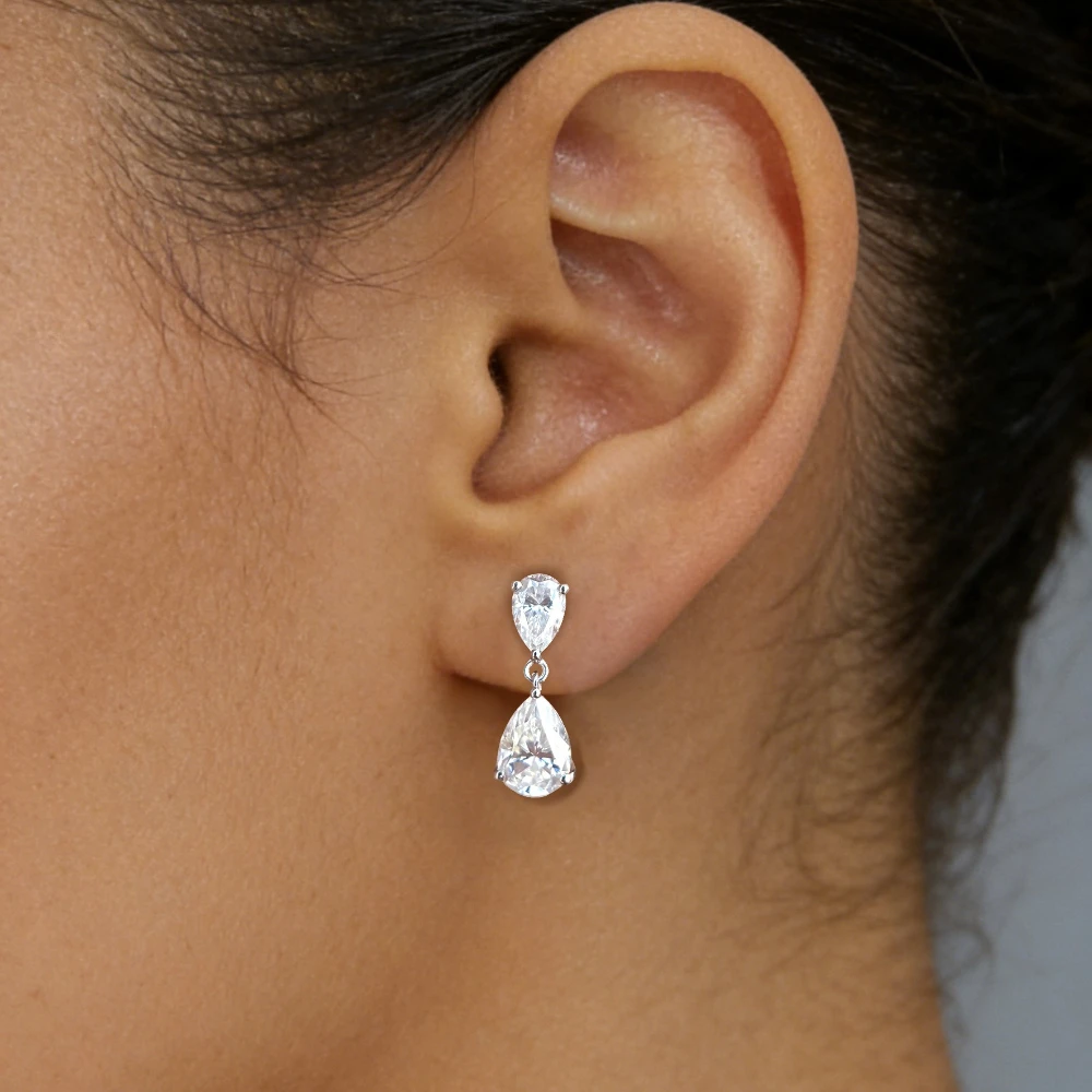 

Сертифицированные серьги-капли с муассанитом 5.2 карата (весомом общей массе) для женщин, из стерлингового серебра 925 пробы, с грушевидными бриллиантами, ювелирные изделия для невесты