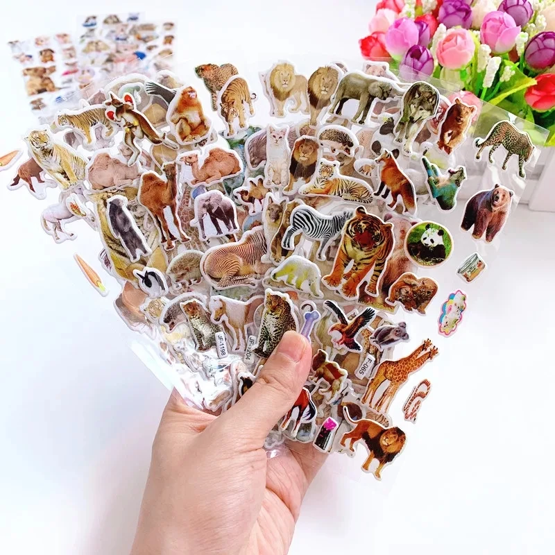 10 Blatt süße Tiere Blase Aufkleber Kawaii 3D Aufkleber Spielzeug für Kinder keine Wiederholung Kinder DIY Scrapbooking Aufkleber Geschenk
