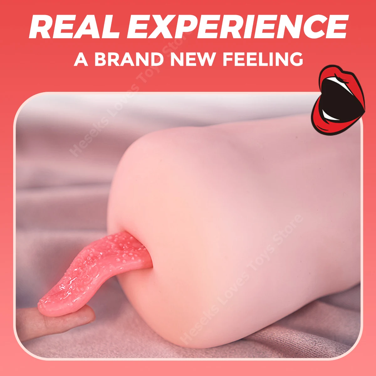 HESEKS Realistic Oral Mouth Masturbators for Men Deep Throat With Tongue Blowjob Masturbation Cup Pocket Pussy Artificial Vagina