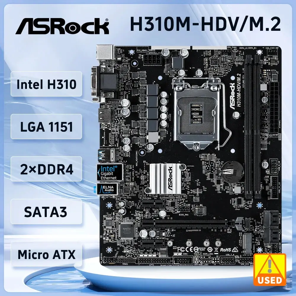 

ASRock H310M-HDV/M.2 Motherboard LGA 1151 Intel H310 DDR4 32GB Micro ATX PCI-E 3.0 USB3.1 support i5-9500F i7-8700 cpu