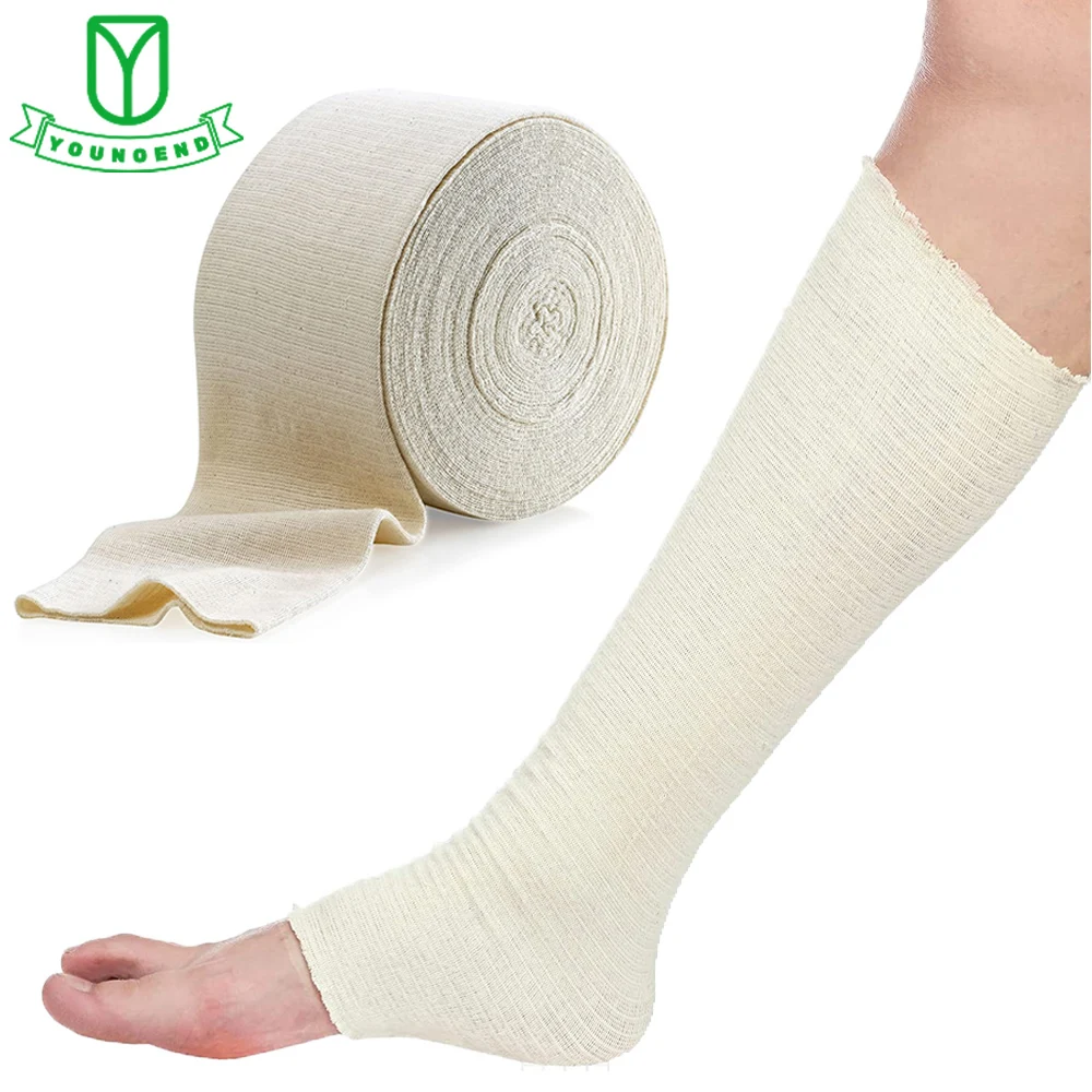 Bandage de soutien tubulaire élastique en coton, rouleau de compression, réutilisable, jambe, genou, cuisse, bras, coude, 1 rouleau