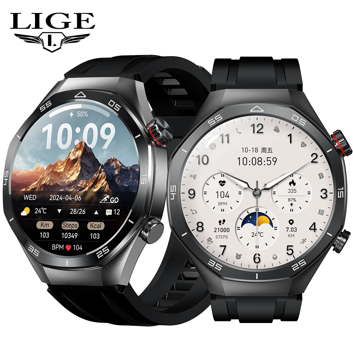

LIGE Business Smart Watch Men Bluetooth Call Music Voice Assistant Men Watch Sport Heart Rate 400mAh Bettery New Smartwatch Man