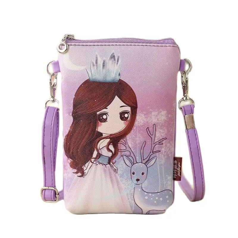 Donne PU Leather Cartoon Prints Mini Handbag borse a tracolla a tracolla da donna borsa per telefono piccola borsa per soldi Bolso per ragazze