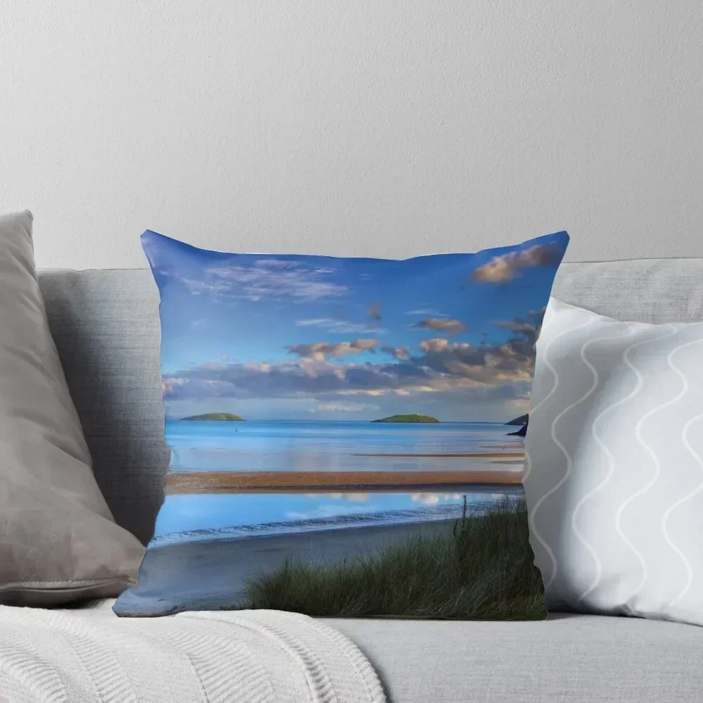 

Abersoch Warren beach golden light and blue sea. Throw Pillow bed pillows christmas decorations 2025 pillow