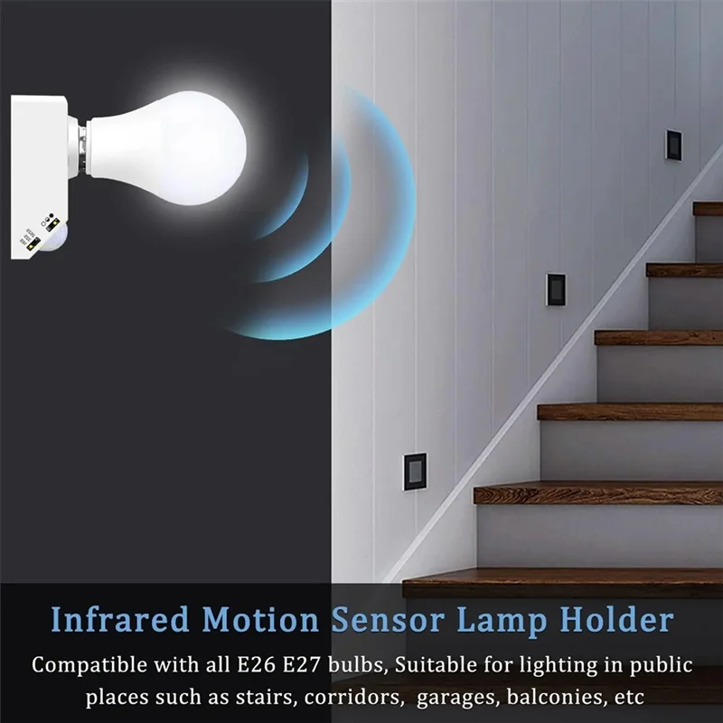 PTST 2PCS E27 Lampholder Nut Socket With PIR Motion Sensing Switch Lamp Holder Nut Socket Bulb Socket AC 85V-265V Easy To Use
