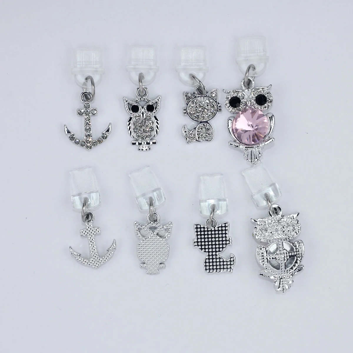 水ダイヤモンドクリスタルストーンかわいい美しいフクロウ猫アンカー電話ダストプラグ装飾品アクセサリー Iphone タイプ c ポート
