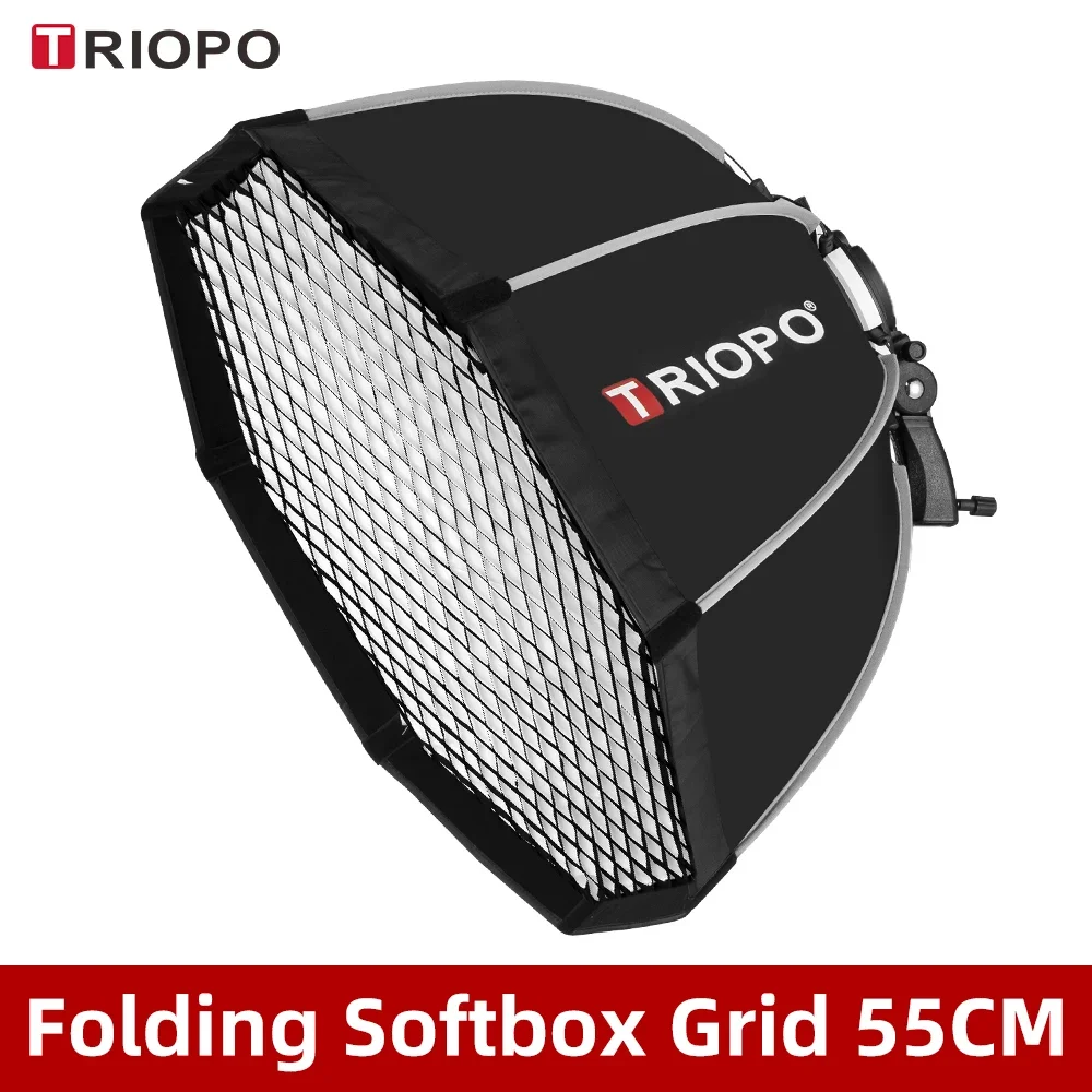 Triopo Speedlite Draagbare Octagon Paraplu Softbox + Honingraat Raster 55cm 65cm 90cm 120cm Outdoor Flash Soft Box voor Canon Godox