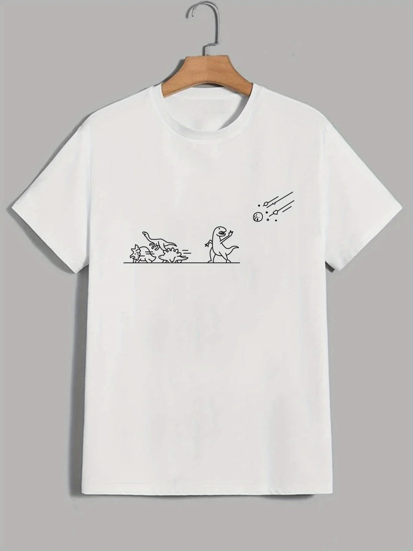 

Dino Pattern Print Men's Comfy T-shirt, Graphic Tee Men's Summer Outdoor Clothes, Men's Clothing, Tops For Men