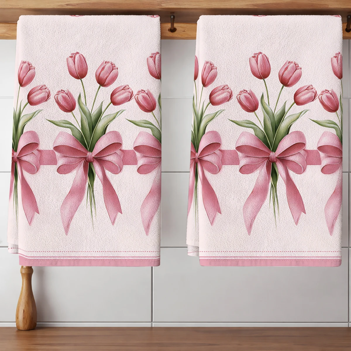 

2PCS Soft Absorbent Kitchen Towels Dish Towel flower Dish Cloths Holiday Dry Cloth For Kitchen Home