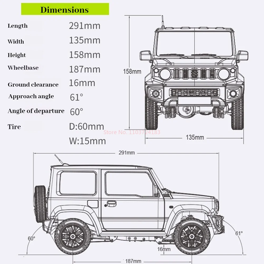 FMS 1:12 Jimny รุ่น Rc รีโมทคอนโทรลรถของเล่นไฟฟ้าสี่ล้อไดรฟ์จําลอง Off-road รถปีนเขาเด็กของขวัญ