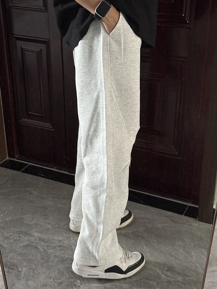 الشارع الشهير أزياء رجالي سستة Sweatpants ربيع الخريف عارضة بلون مستقيم السراويل الرجال أنيق الرباط السراويل