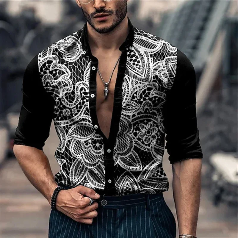 Camicia abbottonata con risvolto alla moda da uomo di Design di Design di lusso da uomo primavera estate autunno morbido e confortevole top da uomo