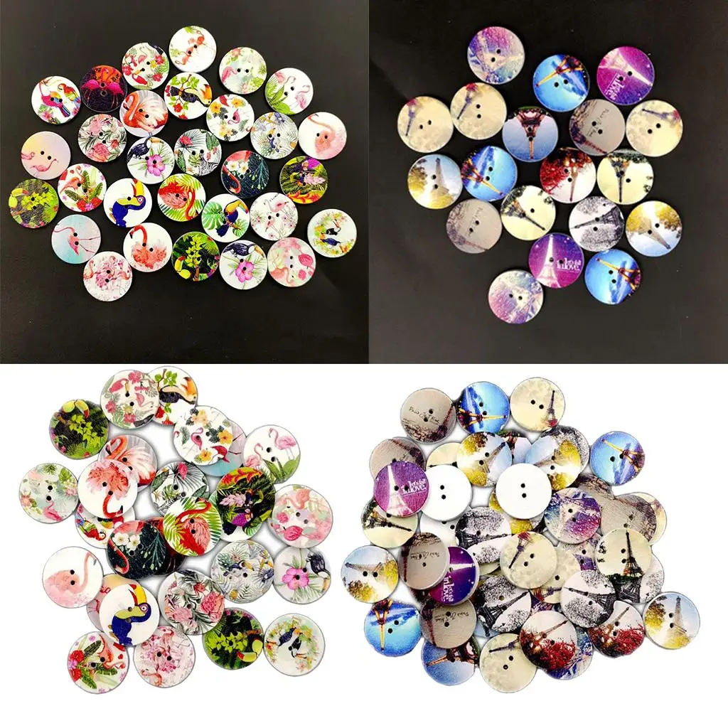 100 Pack Round Flat Wooden Buttons Decorative Button Costume Bag Hat Clothing Decor Scrapbook Cardmaking Sewing Fastener 20mm