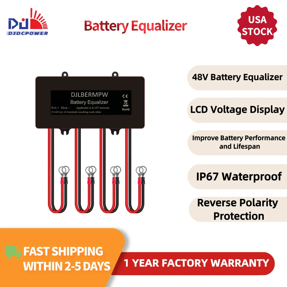 

DJLBERMPW 48V Battery Equalizer Batteries Voltage Balancer Charger for 24V/36V/48V Bank for LiFePO4 Lead Acid Lithium Battery