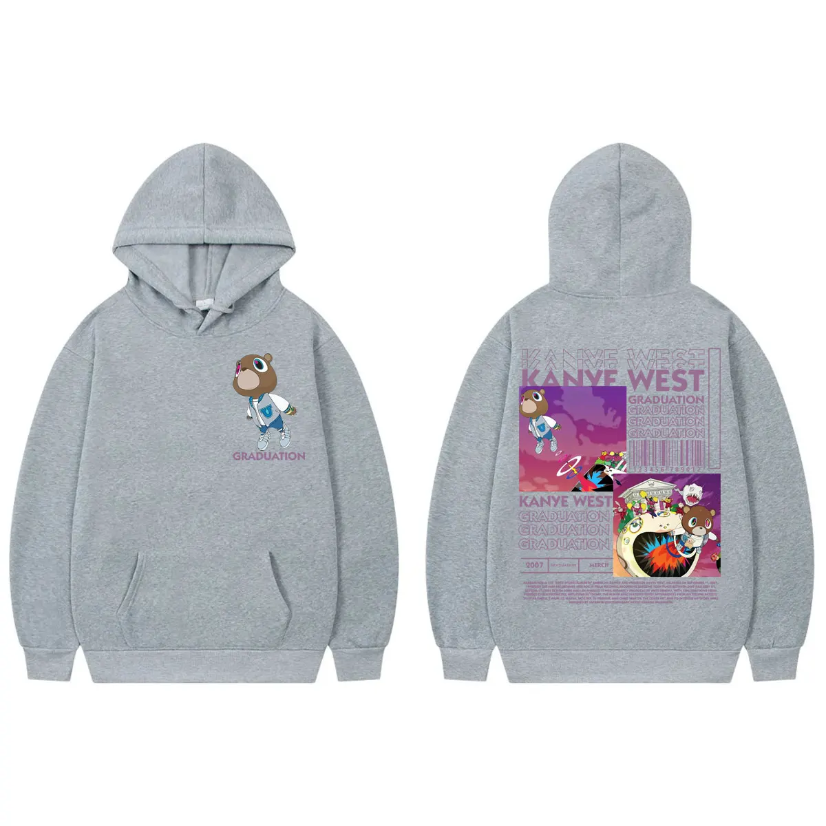 Rapper Kanye West Graduation Album Merch Hoodies Fashion Hip Hop 