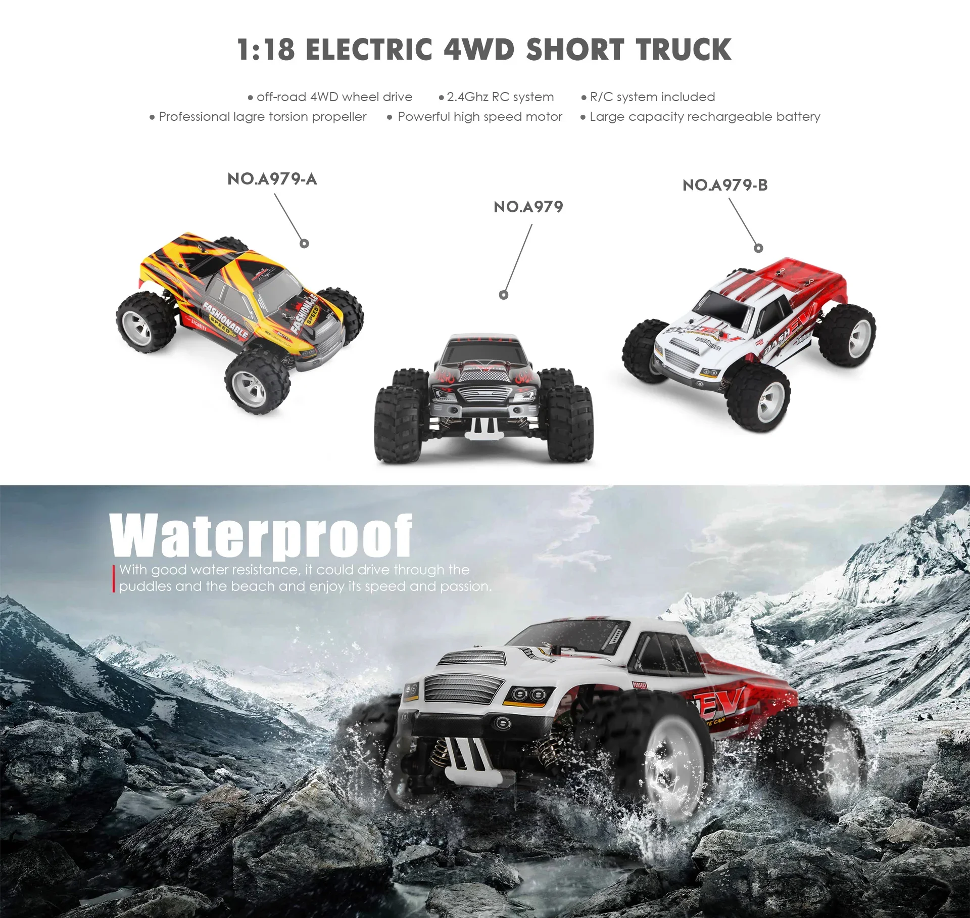 WLtoys A979 RC Cars  Electric Four-wheel Drive Brushless Off-road Vehicle Remote Control Model Alloy Off-road