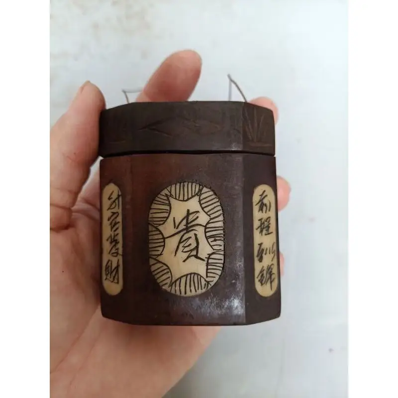 Vintage distressed camphor wood small storage container tobacco wooden box