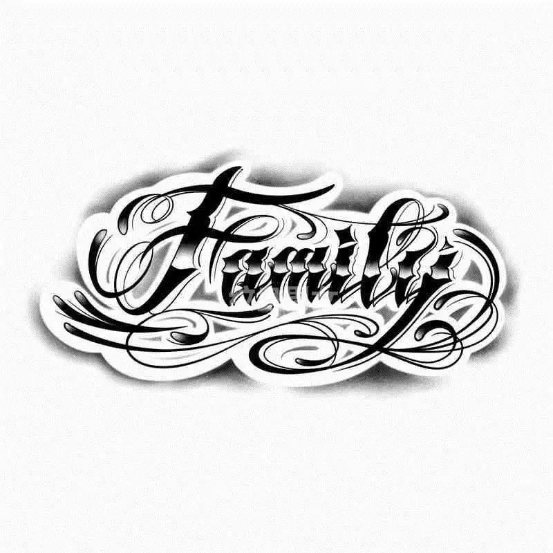 Family Letter Tatoo Sticker Lasting Fake Tattoo for Woman Man Arm Temporary Tattoo Punk Art Faux Tattoos Waterproof Tatuajes