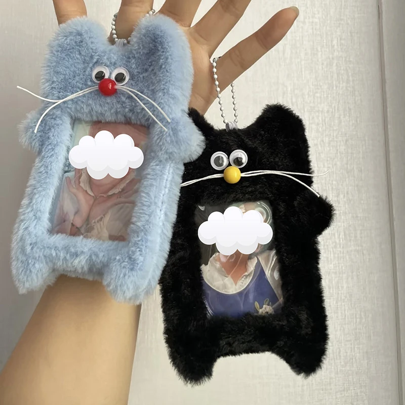 Cute Keychain ID Credit Protector Stationery 1 Piece 3 Inch Korea Idol Photo Holder Cartoon Mouse Plush Photocard Holder Girl