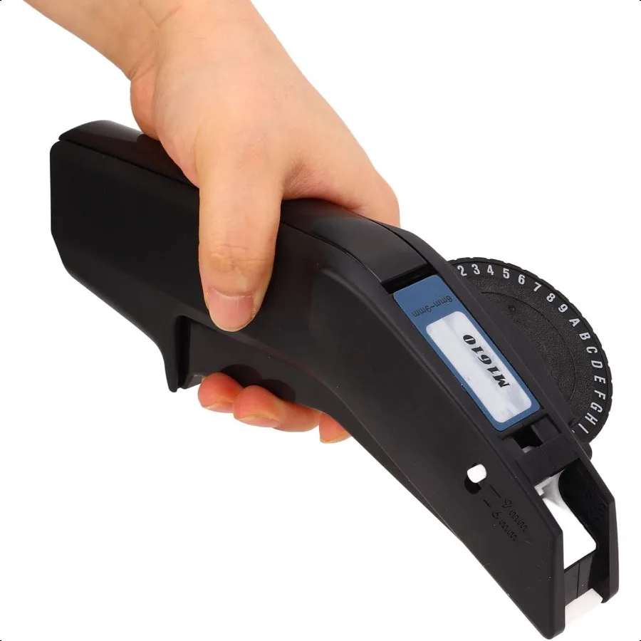 Eming Label Maker Mini impresora de etiquetas con números y letras transparentes con cortador, sin tinta, etiquetadora pequeña de mano para cinta de 6mm a 9mm