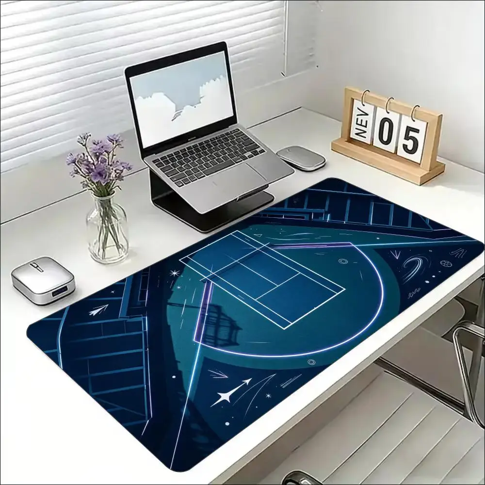 Tennis Stadium Print Gaming Mouse Pad Large Desk Mat Anti-Slip Rubber Base Stitched Edge Keyboard Mat For Gamers Computer Office