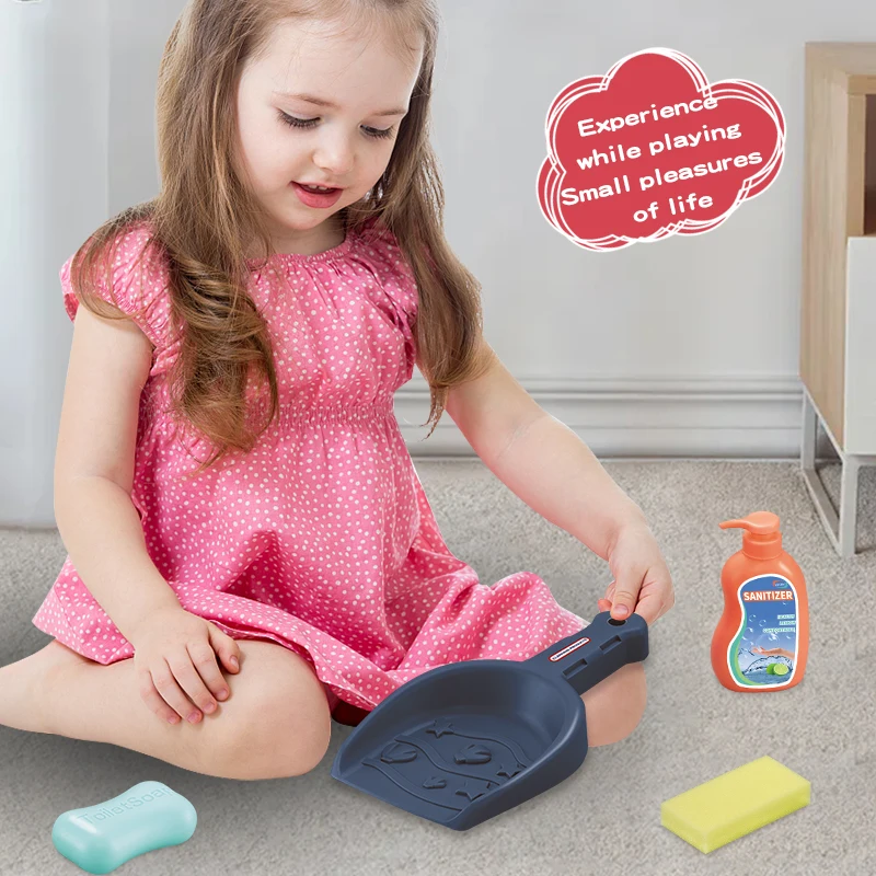9 pièces ensemble de jouets de nettoyage de maison vadrouille balayage pelle à poussière outil de Simulation brosse savon jeu de Simulation cadeau de noël (couleur aléatoire)
