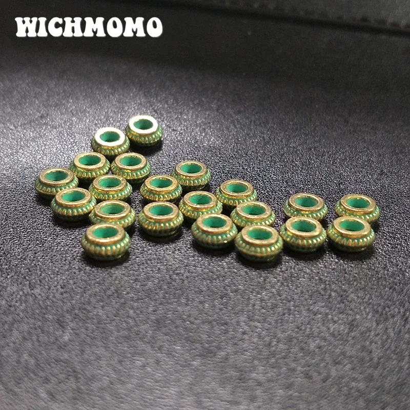 Nowe 50 szt. 6mm Retro Patina Platerowane Stopem Cynku Zielone Okrągłe Koraliki z Dużym Otworem do Wyrobu Biżuterii DIY, Materiały do Rękodzieła, Akcesoria Jubilerskie