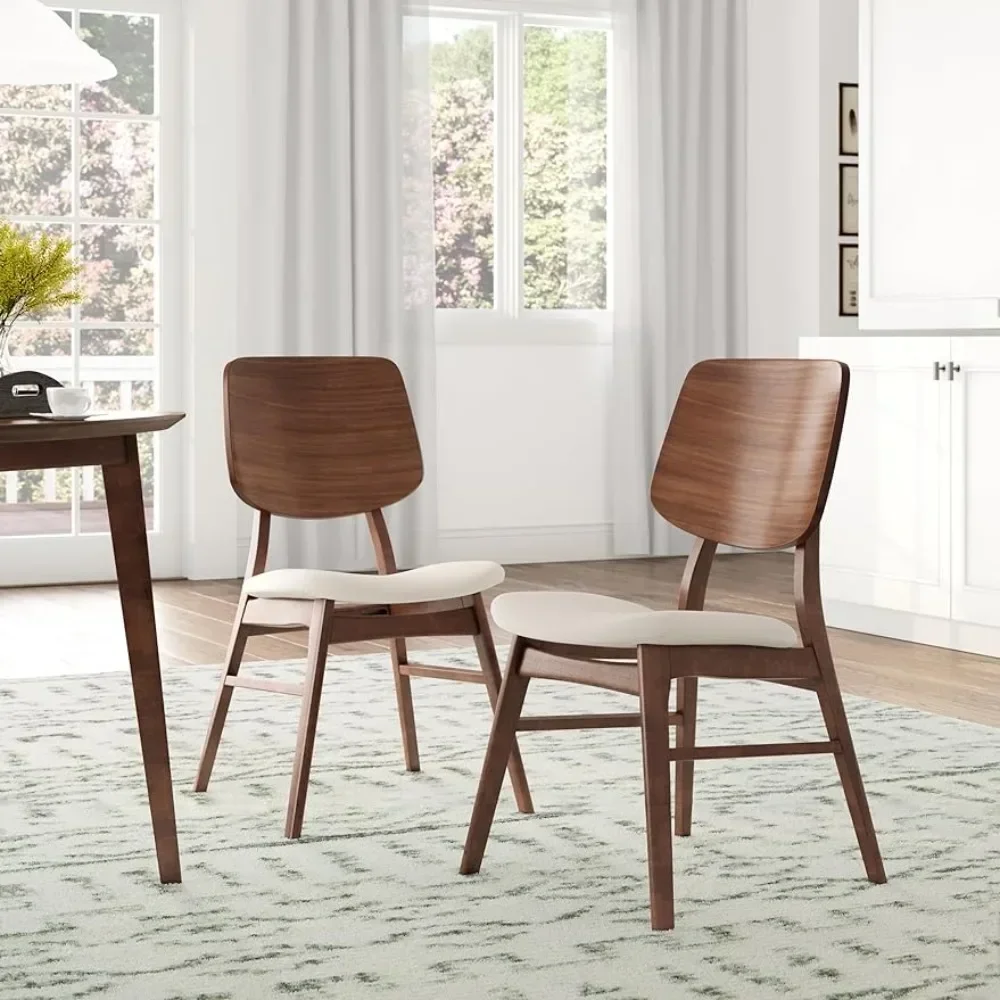 Dining chair new classic furniture mid-century modern Oscar oval back dining chair, two-piece set, walnut brown