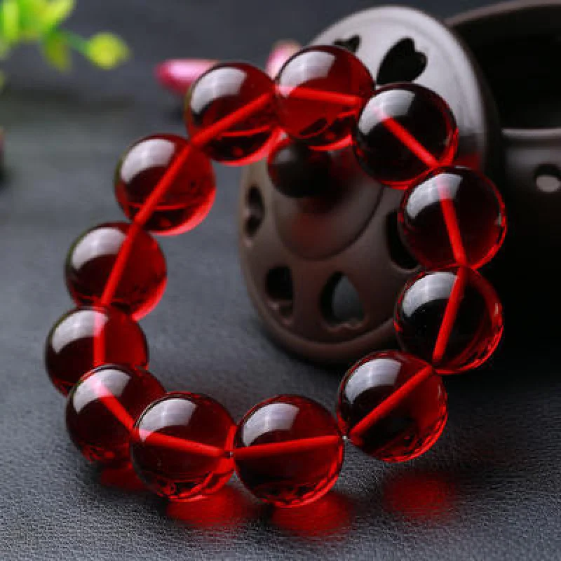 

Generation7APremium Live Amber Blood Amber Bracelet Blood Amber Round Beads Unisex Amber Beeswax Bracelet Natural Amber