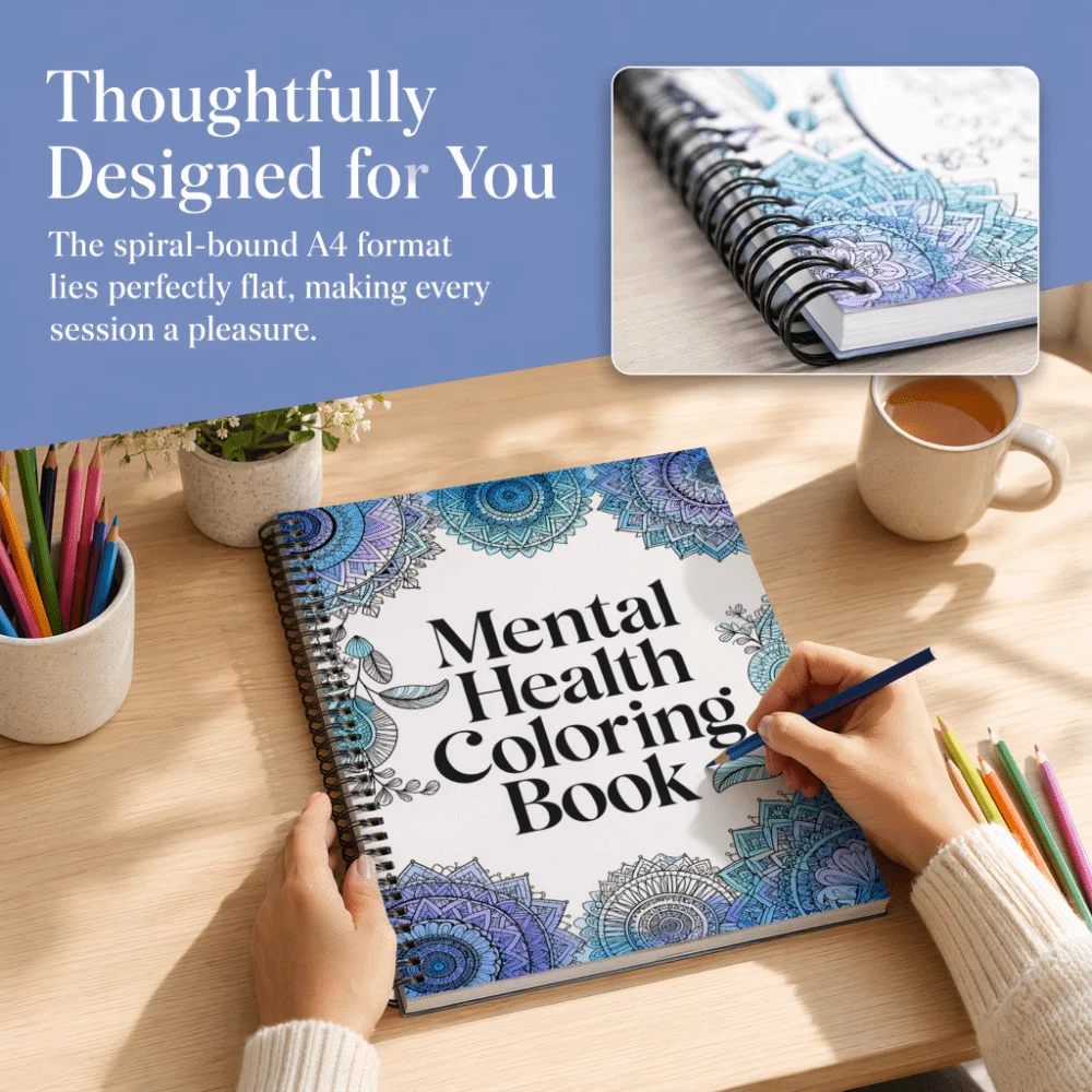 Cheerful Mental Health Coloring Book A4 Size Spiral Bound Inspirational Coloring Book Relaxation Motivational Quotes