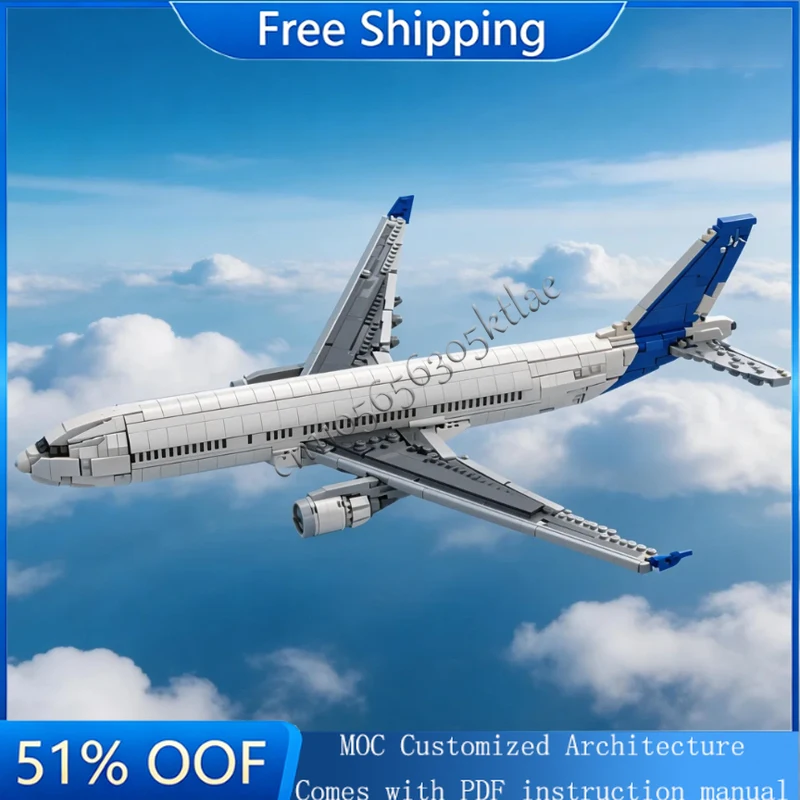 

2144 детали, конструктор MOC «Авиационный самолет Airbus A330-200» с заводской окраской, модель для сборки, подарки на Рождество для детей, наборы для самостоятельной сборки