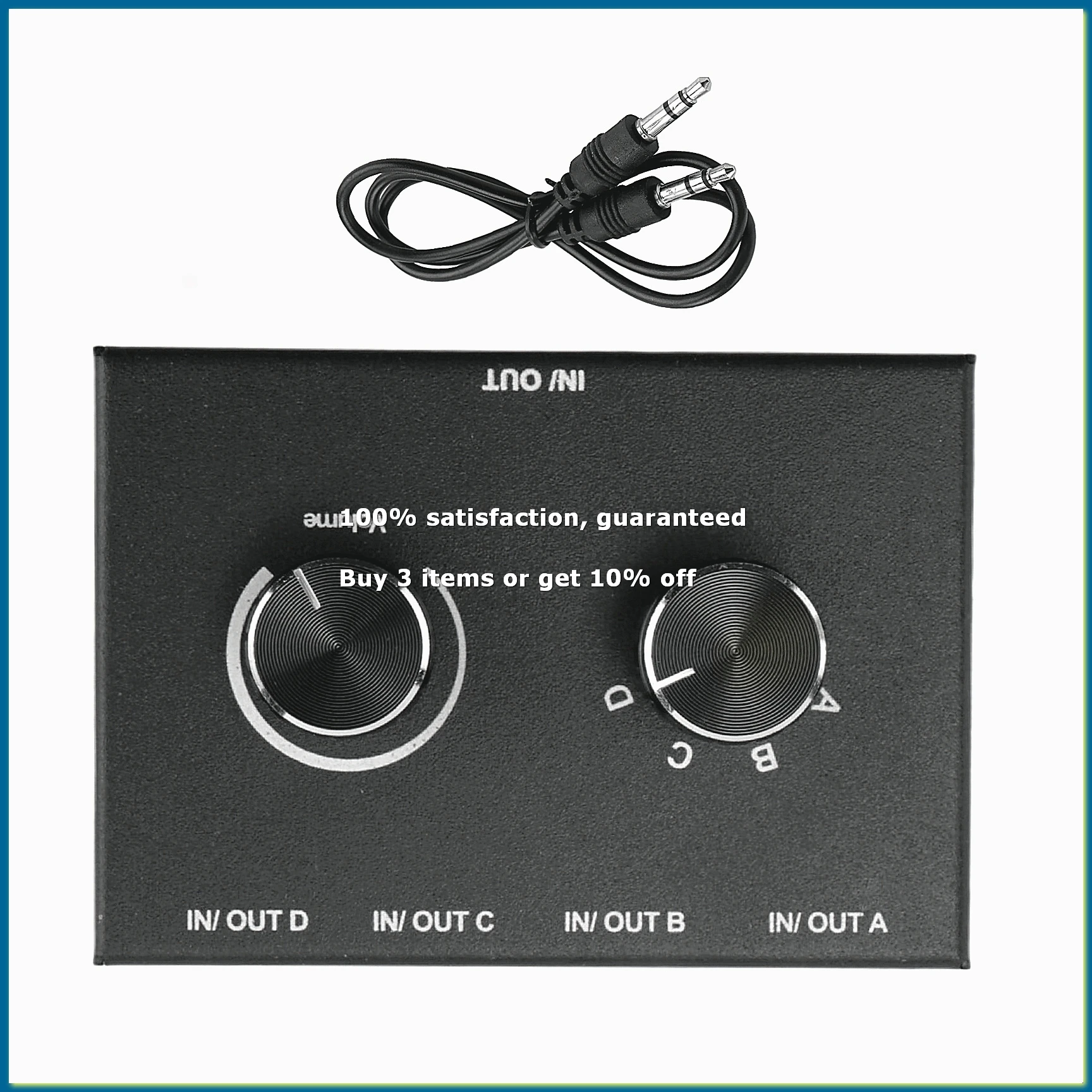 4 Port 3.5mm Stereo Audio Switcher Support 1 in 4 Out or 4 in 1 Out for PC Phone Laptop Headphone