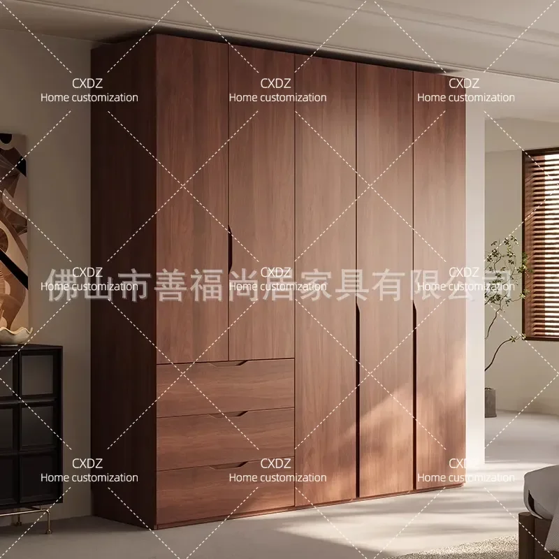 Solid Wood FAS Grade Oak Wardrobe 60cm Deep Combination Storage Cabinet Modern Simple Home Bedroom Finished Closet