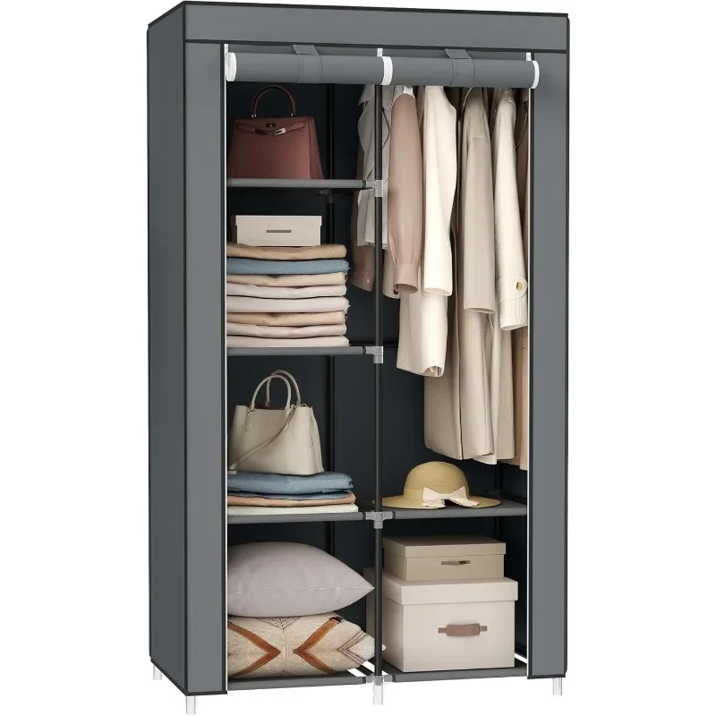 

SONGMICS Portable Closet, Clothes Storage Organizer with Shelves Clothes Hanging Rail Non-Woven Fabric Closet Metal Frame