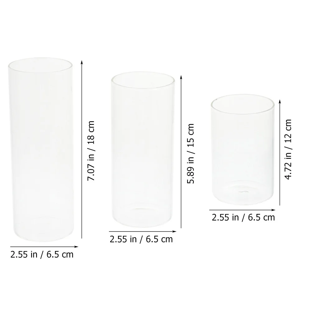 

3Pcs Clear Glass Cup Set with Cylindrical Design Ideal for Desktop Decor Romantic Ambiance and Elegant Table