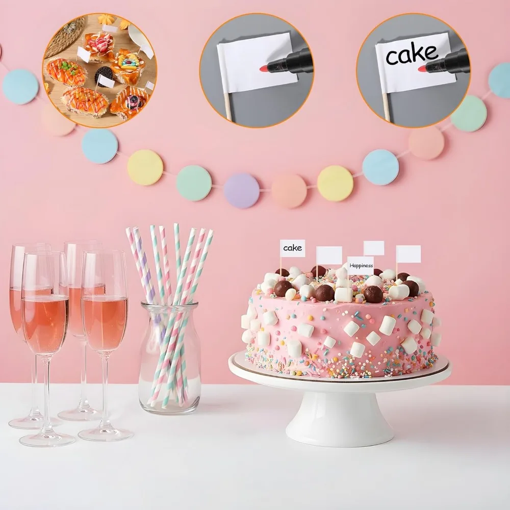 200 Pcs Toothpick Flags for Food Labels, Cupcake Toppers, and Party Decorations