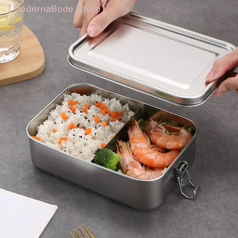 【M】304 Stainless Steel Lunch Box Bento Box Metal Food Storage Container With Locking Clasp Suitable For Work And School - view 6