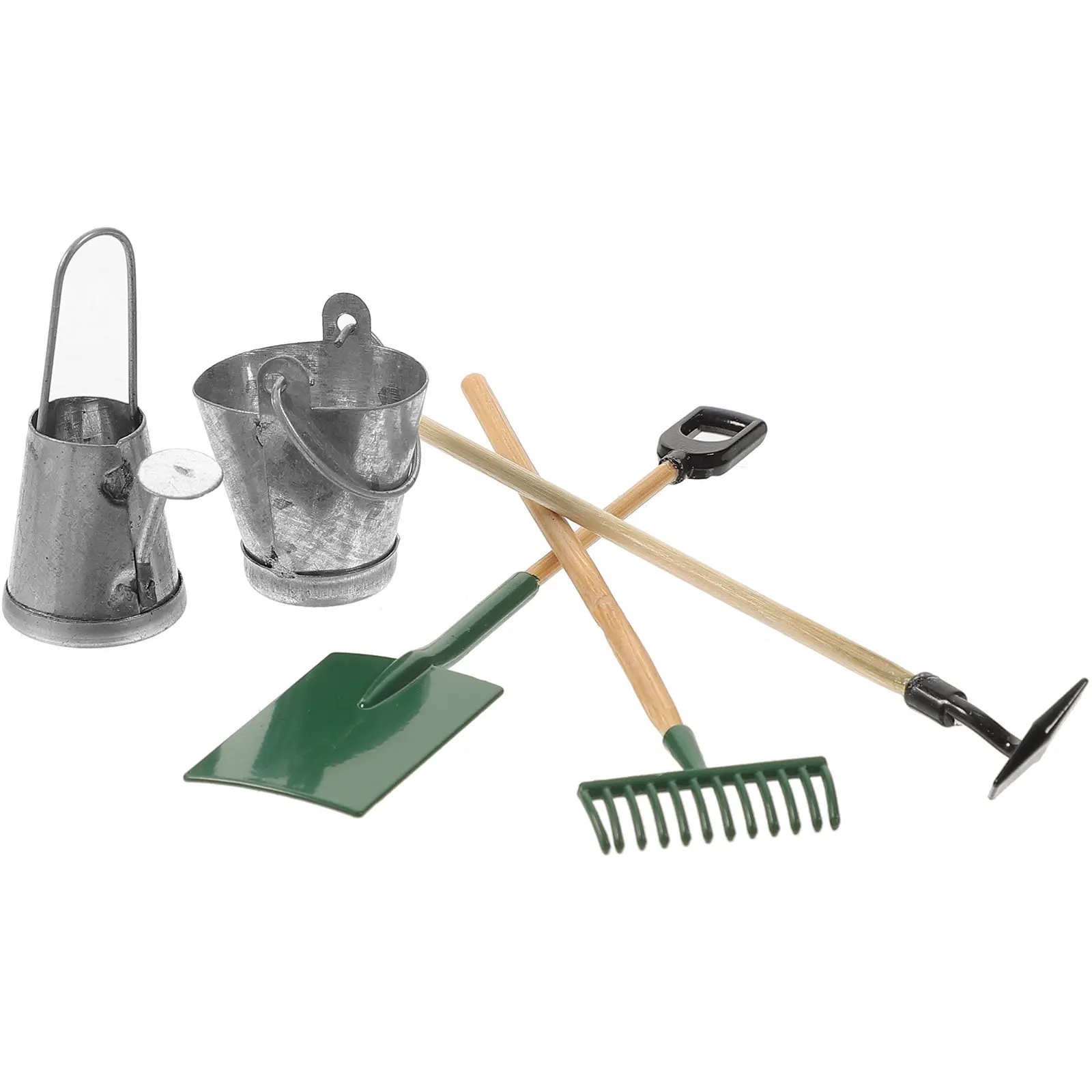 

1Set Miniature Garden Tools Set Exquisite Wooden Metal Simulation Mini House Decors Micro Landscape Ornaments Mini Garden