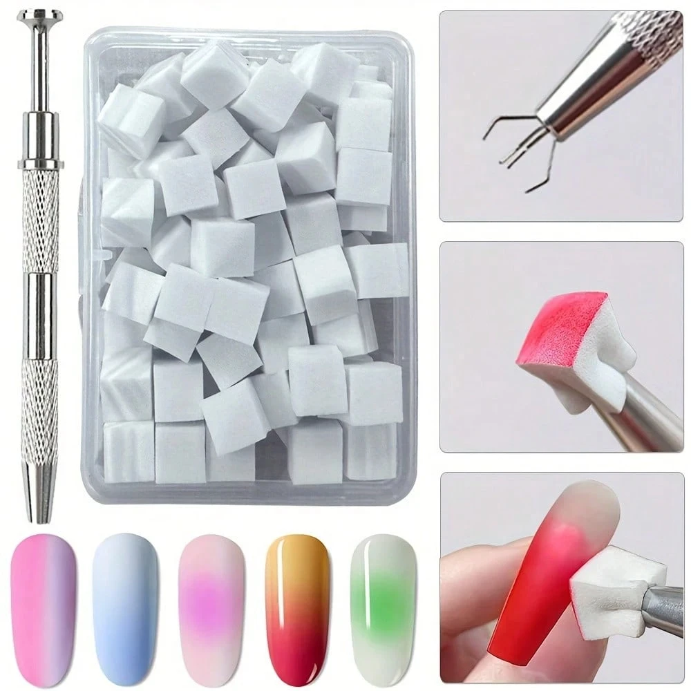 Schwamm Tofu Block Grabber Tool Set 1 cm Block Pat Kleber Schwamm Gradient Smudge Blush Kleines Quadratisches Werkzeug mit 1 Grabber Pen