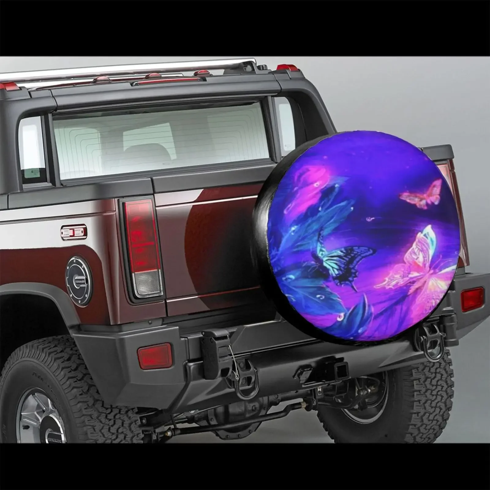 3D Cartoon Butterfly Spare Tire Cover Waterproof Dustproof Sun Wheel Tire Cover For , Trailer,  SUV Vehicle Anime Tire Cover