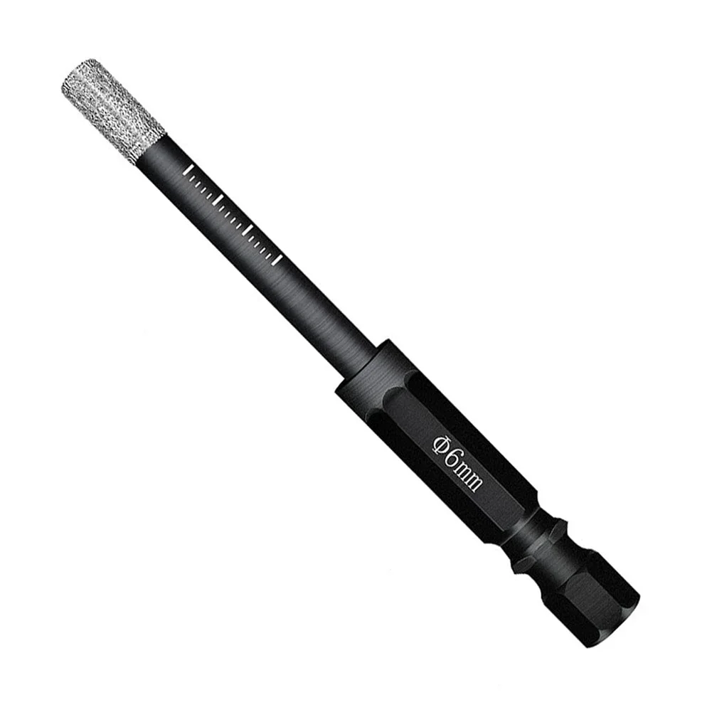 Practical Drill Bit Diamond Multi-purpose High Efficiency Long Life Marble Tile Tipped Wax Inside 6mm/8mm Black