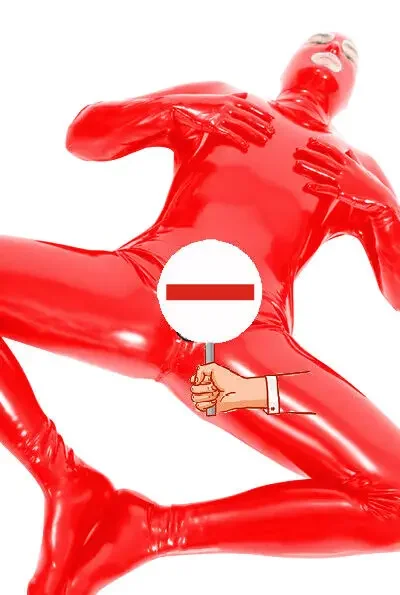 

100% Latex Gummi Rubber Bodysuit Rot Catsuit Cosplay Strumpfhose 0.4mm Halloween