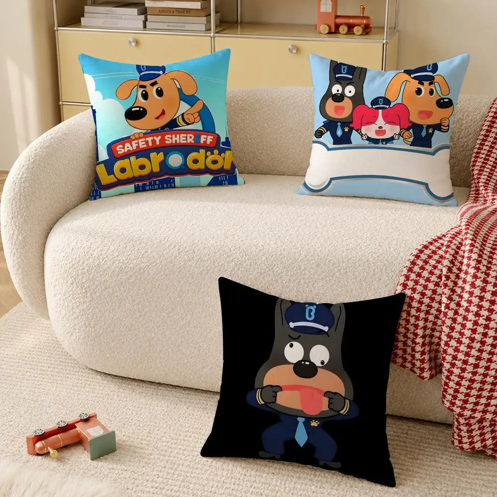 S-Safety Sheriff L-Labrador Cushion Cover Pillow Cover Decorative Throw Couch Home Decor for Living Room Sofa