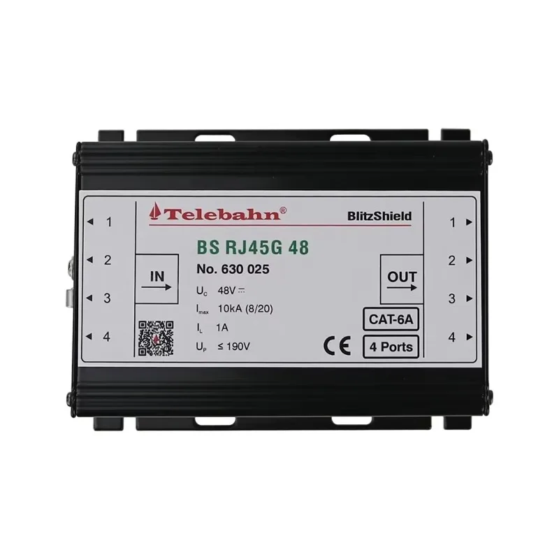 Telebahn 5V/24V/48V 4 Ports RJ45 SPD 1000M Ethernet Surge Protection Device PoE Surge Suppressor for CCTV and Networks Switch
