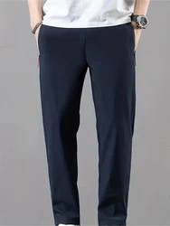 2025 Men's Light Casual Pants Business Stretch Slim Fit Elastic Waist Jogger Korean Classic Blue Black Gray Male Brand Trousers