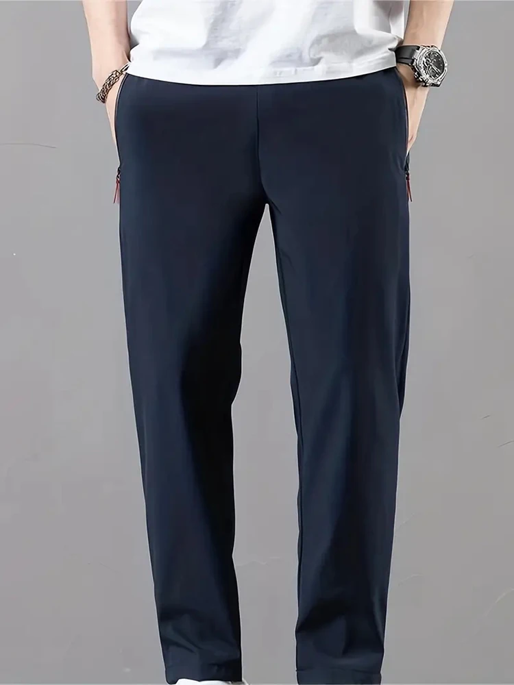 2025 Men's Light Casual Pants Business Stretch Slim Fit Elastic Waist Jogger Korean Classic Blue Black Gray Male Brand Trousers