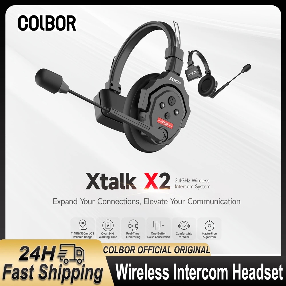 SYNCO Xtalk X2 Microphone Wireless Full-duplex Intercom Headset AEC Noise Cancellation for Team Communication