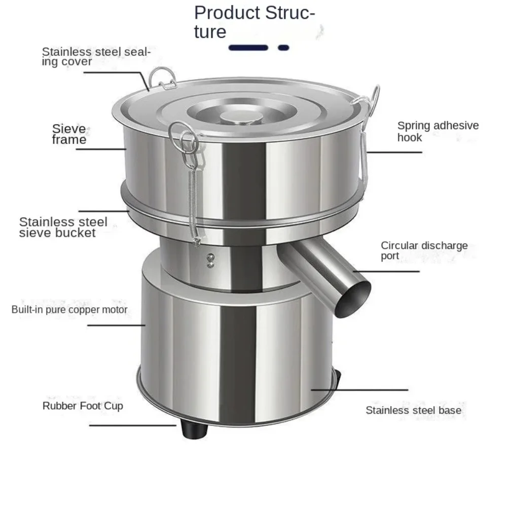 20cm Electric Vibrating Screening Machine Stainless Steel Food Powder Separator Small Multiple Specifications Available