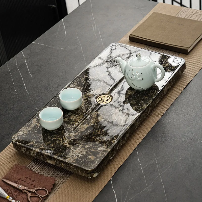 Marble Decorative Tea Tray Serving Table Ceremony Valet Hospitality Office Tea Tray Japanese Stone Bandejas Home Decorationgs