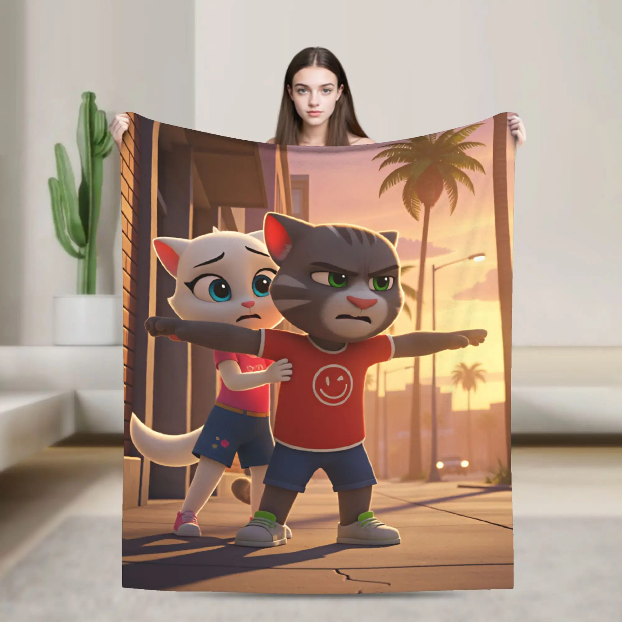T-Talking T-Tom And F-Friends   Soft Blanket  Boy Girl Plush Throw Blanket Pattern Couch Chair Flannel Bedspread Sofa Bed Cover